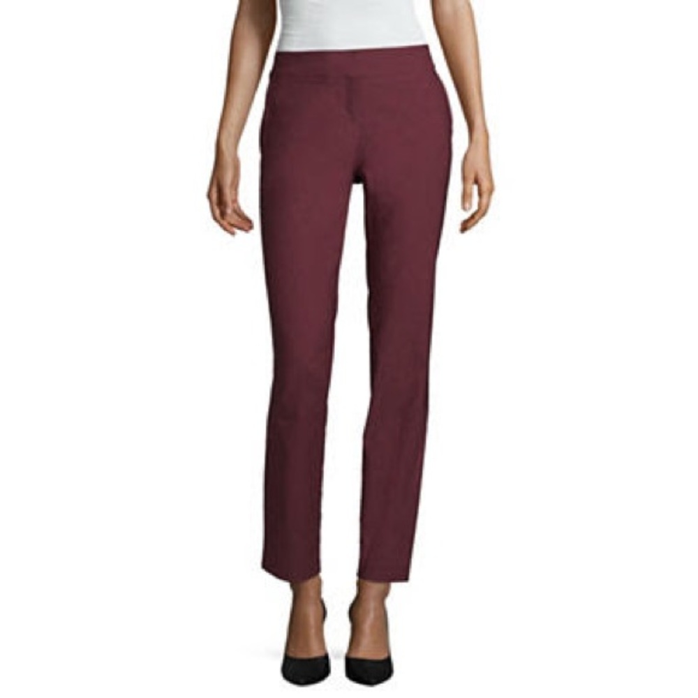 Elegant Maroon Straight Leg Women's Pants